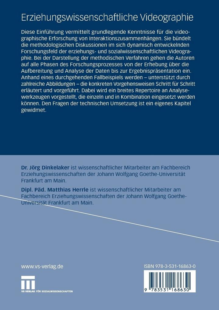 Weitere Ansicht: Erziehungswissenschaftliche Videographie | Joerg Dinkelaker, Matthias Herrle