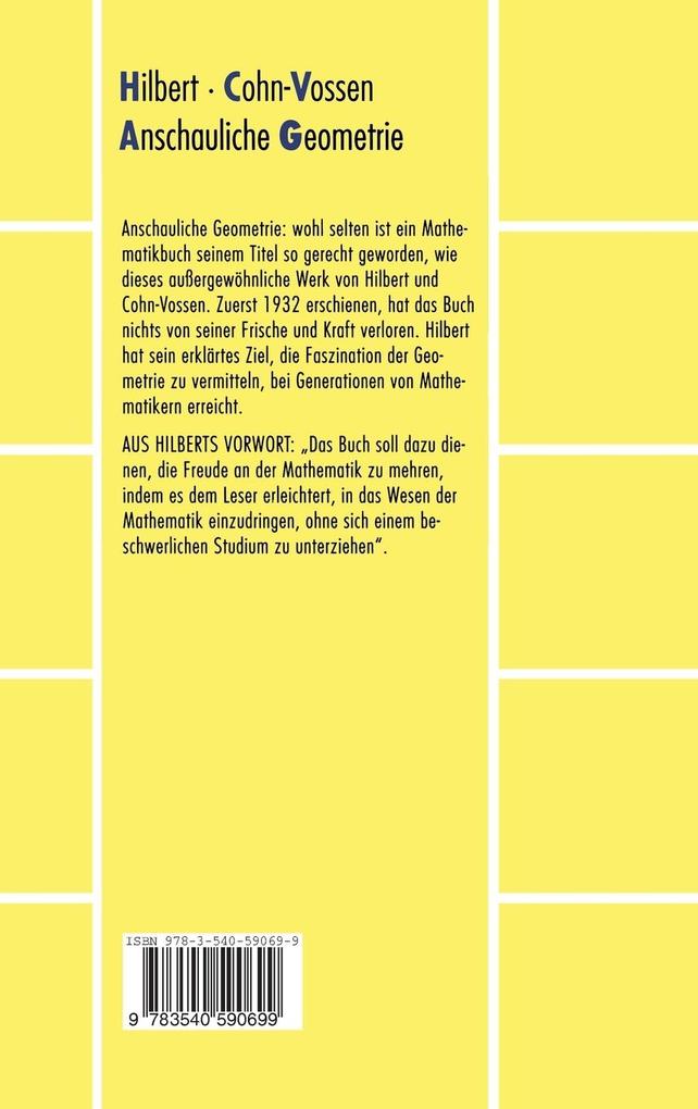 Weitere Ansicht: Anschauliche Geometrie | David Hilbert, Stephan Cohn-Vossen