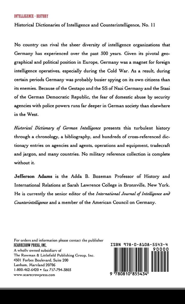 Weitere Ansicht: Historical Dictionary of German Intelligence | Jefferson Adams