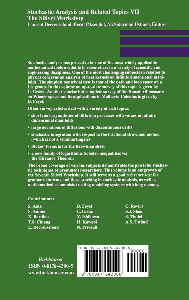 Weitere Ansicht: Stochastic Analysis and Related Topics VII