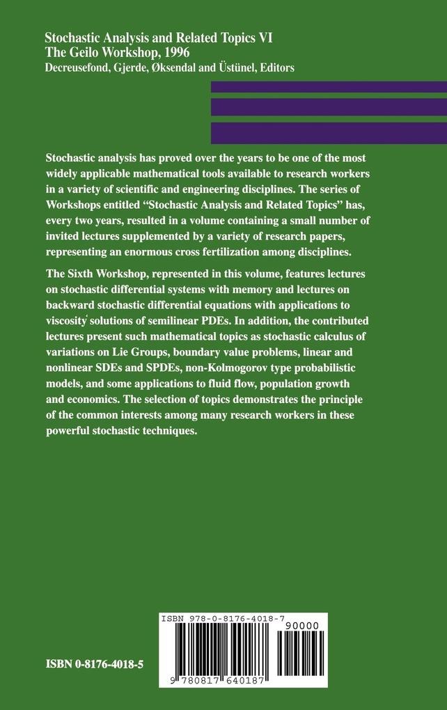Weitere Ansicht: Stochastic Analysis and Related Topics VI