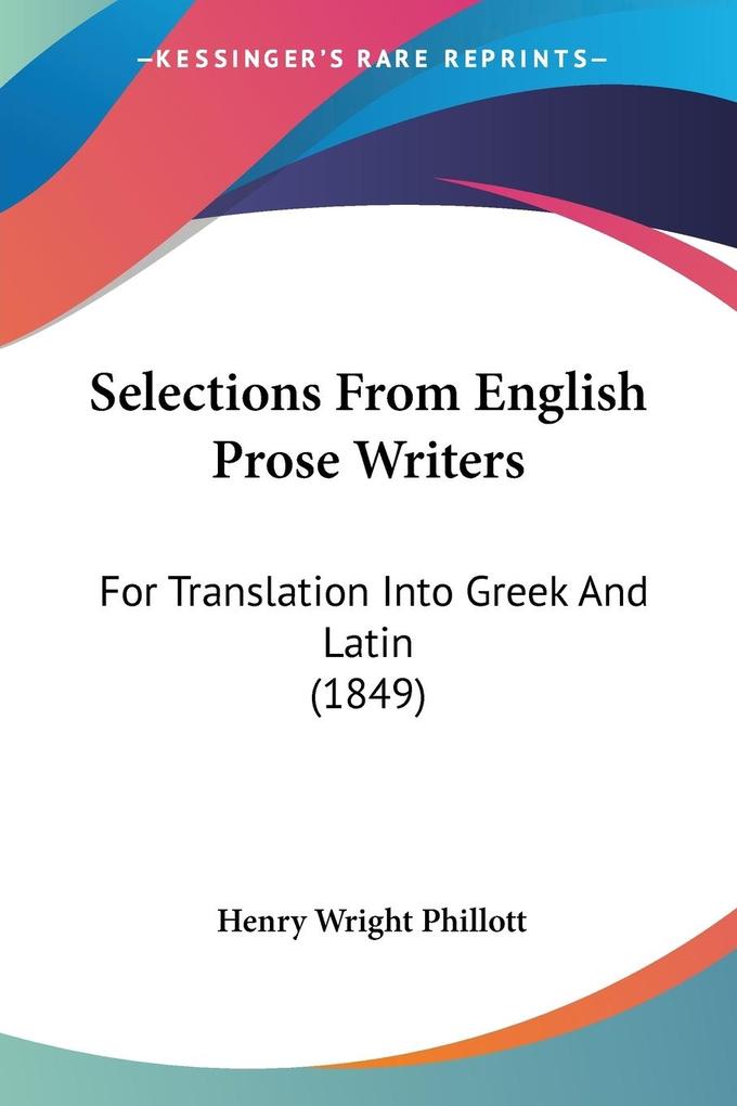 Produktbild: Selections From English Prose Writers