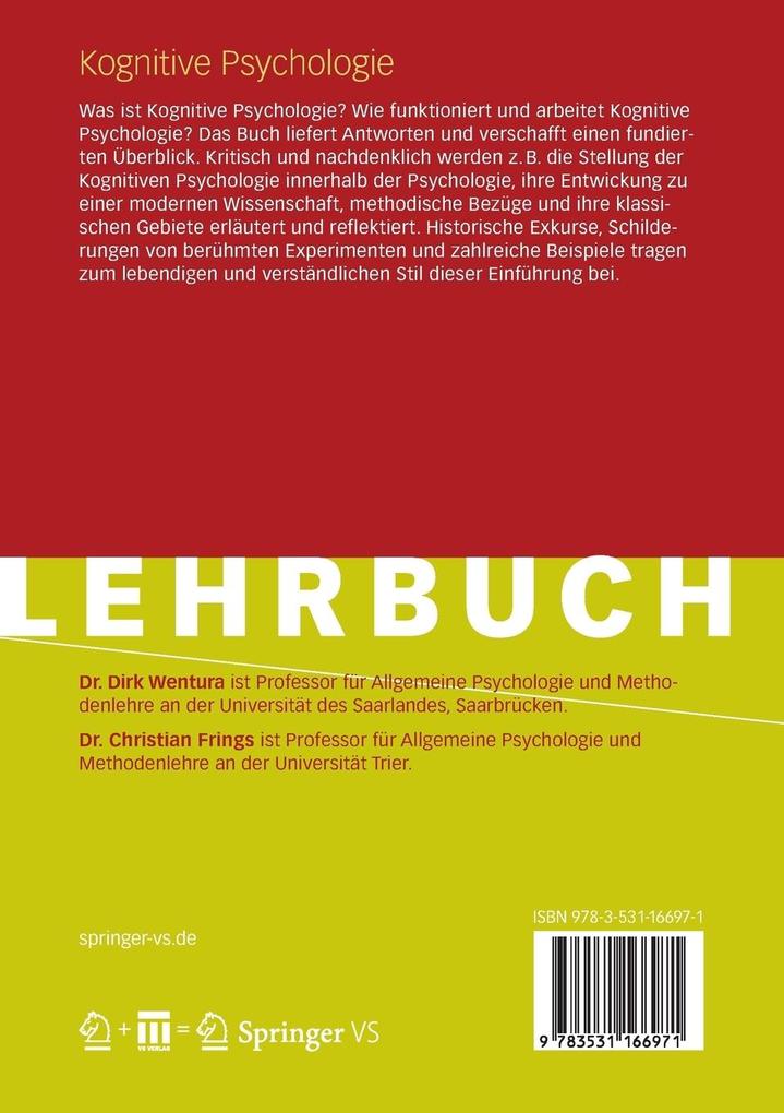 Weitere Ansicht: Kognitive Psychologie | Christian Frings, Dirk Wentura