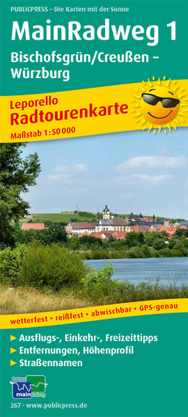 Produktbild: Main-Radweg 1, Bischofsgrün/Creußen - Würzburg. Radwanderkarte 1 : 50 000