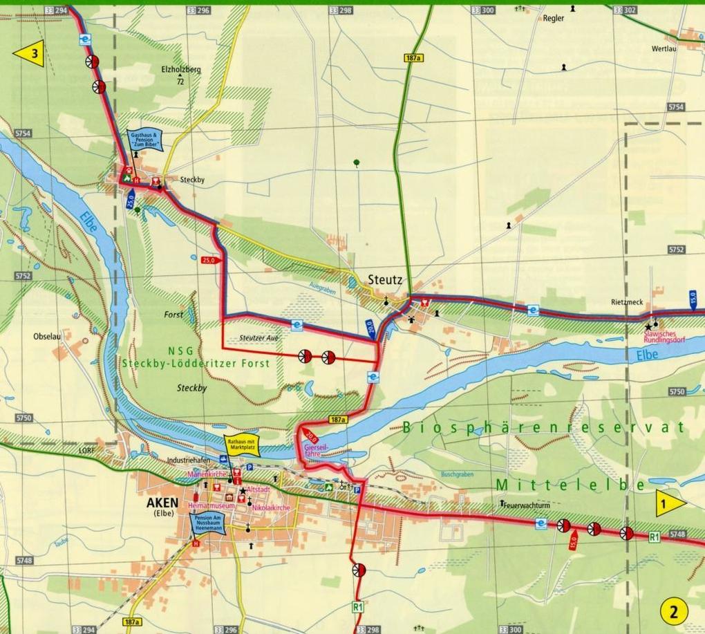 Weitere Ansicht: Radwanderkarte Elberadweg 02. Dessau - Wittenberge 1 : 50 000