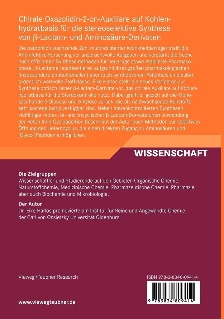 Weitere Ansicht: Chirale Oxazolidin-2-on-Auxiliare auf Kohlenhydratbasis für die stereoselektive Synthese von ß-Lactam- und Aminosäure-Derivaten | Eike Harlos
