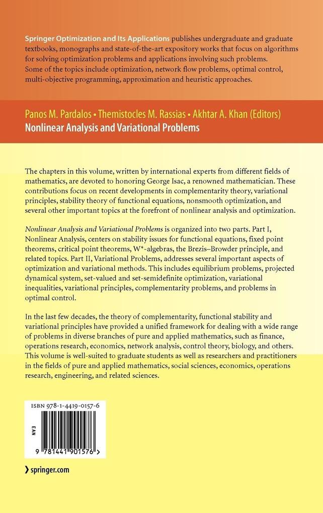 Weitere Ansicht: Nonlinear Analysis and Variational Problems