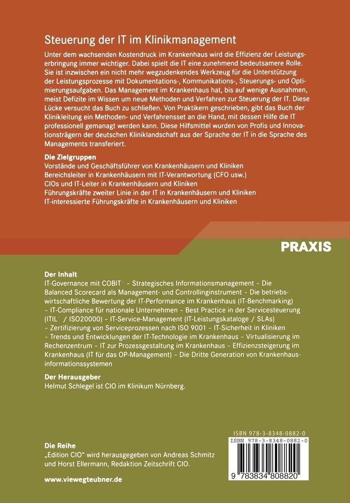 Weitere Ansicht: Steuerung der IT im Klinikmanagement | Helmut Schlegel, Margit Fischer, Christoph Seidel, Ansgar Kutscha, Christiane Bierekoven