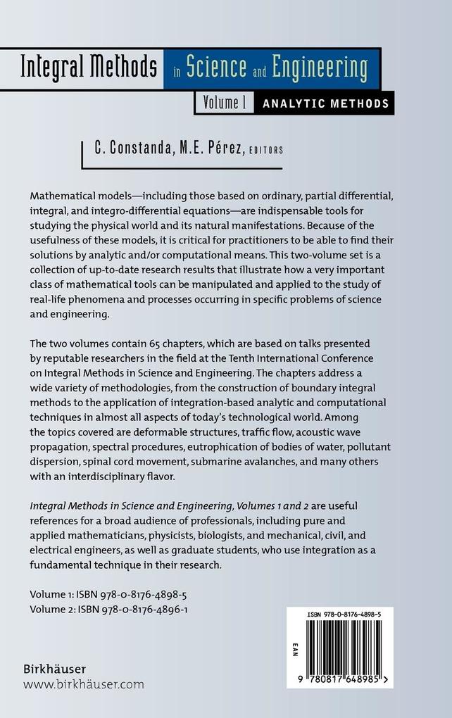 Weitere Ansicht: Integral Methods in Science and Engineering, Volume 1
