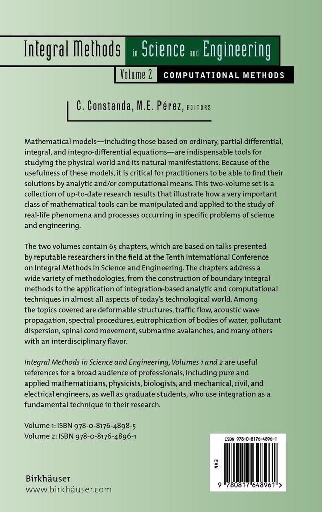 Weitere Ansicht: Integral Methods in Science and Engineering, Volume 2
