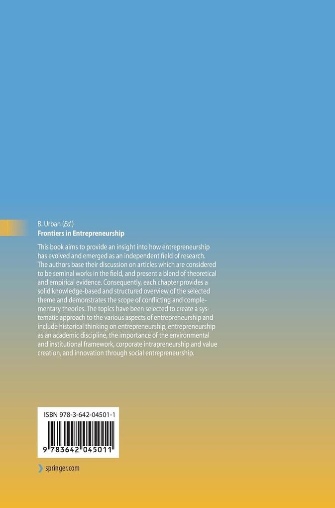 Weitere Ansicht: Frontiers in Entrepreneurship
