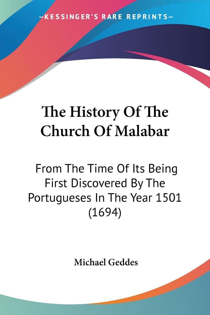 The History Of The Church Of Malabar als Taschenbuch