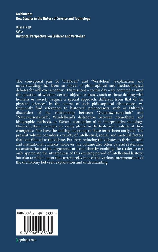 Weitere Ansicht: Historical Perspectives on Erklären and Verstehen