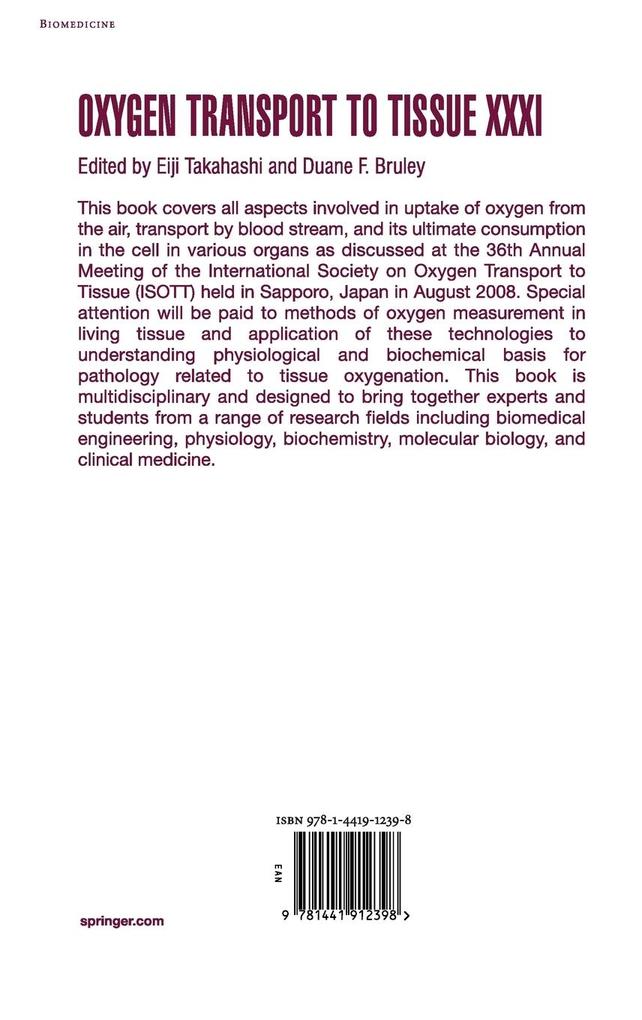 Weitere Ansicht: Oxygen Transport to Tissue XXXI