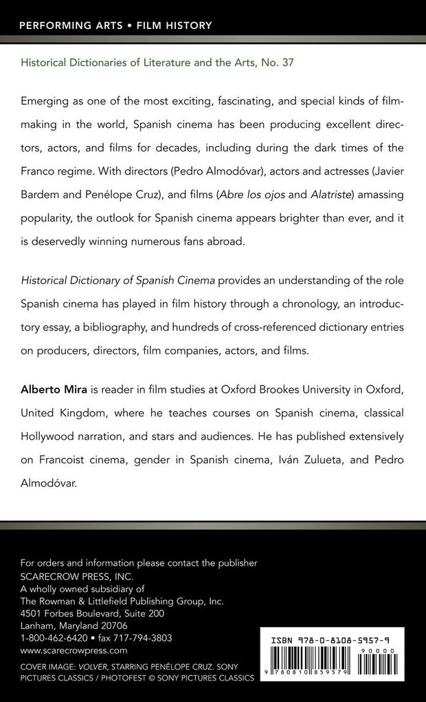 Weitere Ansicht: Historical Dictionary of Spanish Cinema | Alberto Mira