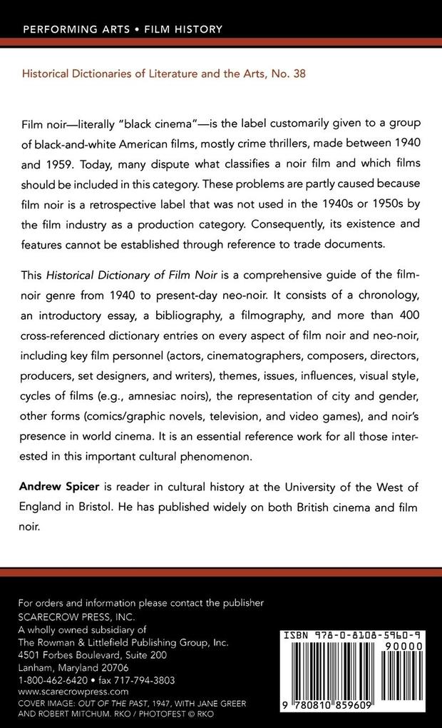 Weitere Ansicht: Historical Dictionary of Film Noir | Andrew Spicer