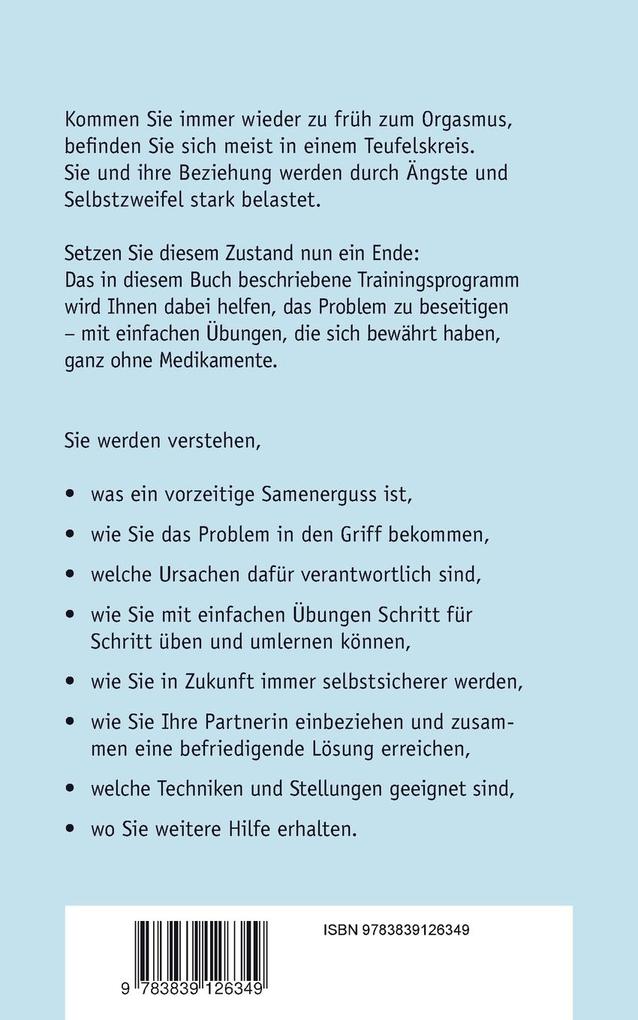 Weitere Ansicht: Nie mehr zu früh! Das Trainingsprogramm zur Selbsthilfe bei vorzeitigem Samenerguss, Ejaculatio praecox | Jan Aalstedt