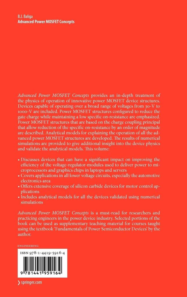 Weitere Ansicht: Advanced Power Mosfet Concepts | B Jayant Baliga