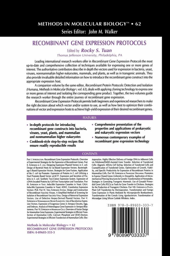 Weitere Ansicht: Recombinant Gene Expression Protocols