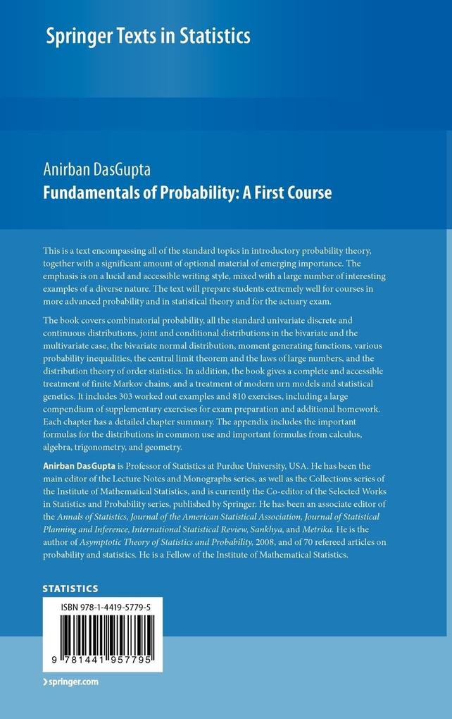 Weitere Ansicht: Fundamentals of Probability: A First Course | Anirban DasGupta
