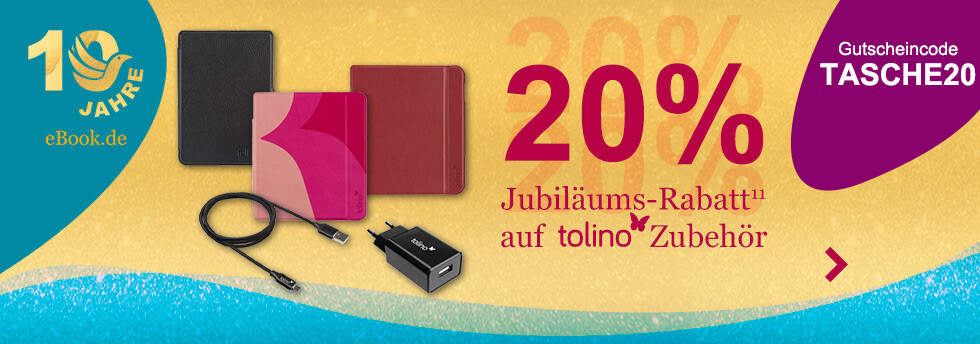 10 Jahre eBook.de: 20% sparen auf tolino Zubehör bei eBook.de